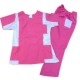 Conjunto quirúrgico repelente con lycra para dama rosa c/blanco TALLA EXTRAGRANDE