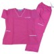 Conjunto quirúrgico repelente para dama rosa c/blanco TALLA CHICA